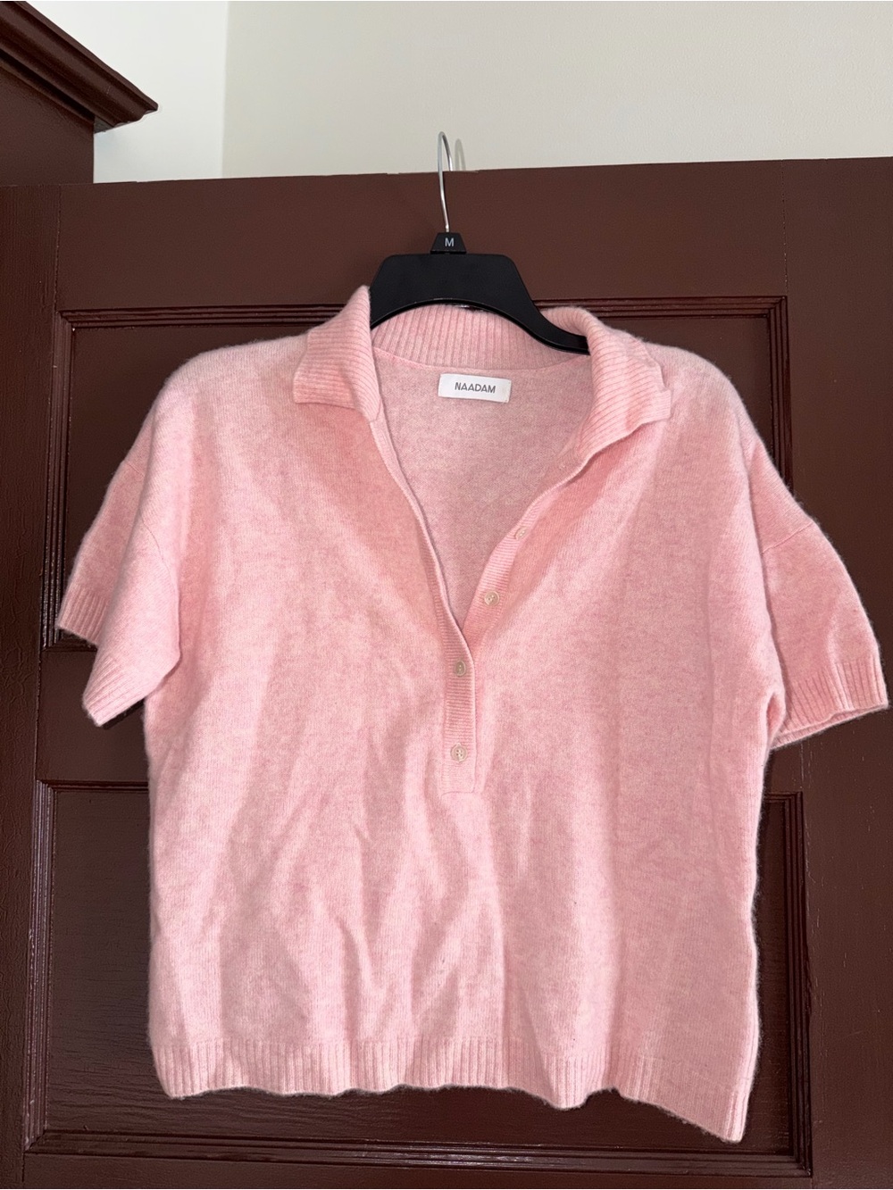 NAADAM Blush Pink Short-Sleeve Cashmere Polo Sweater